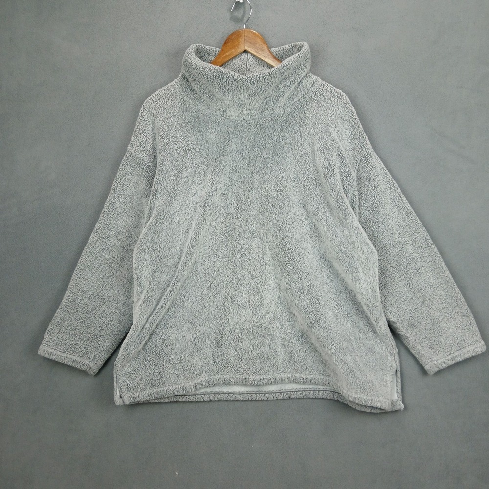 Rafaella Weekend Womens Fleece Sweater Womens 2X Light Gray Turtleneck Cozy Soft